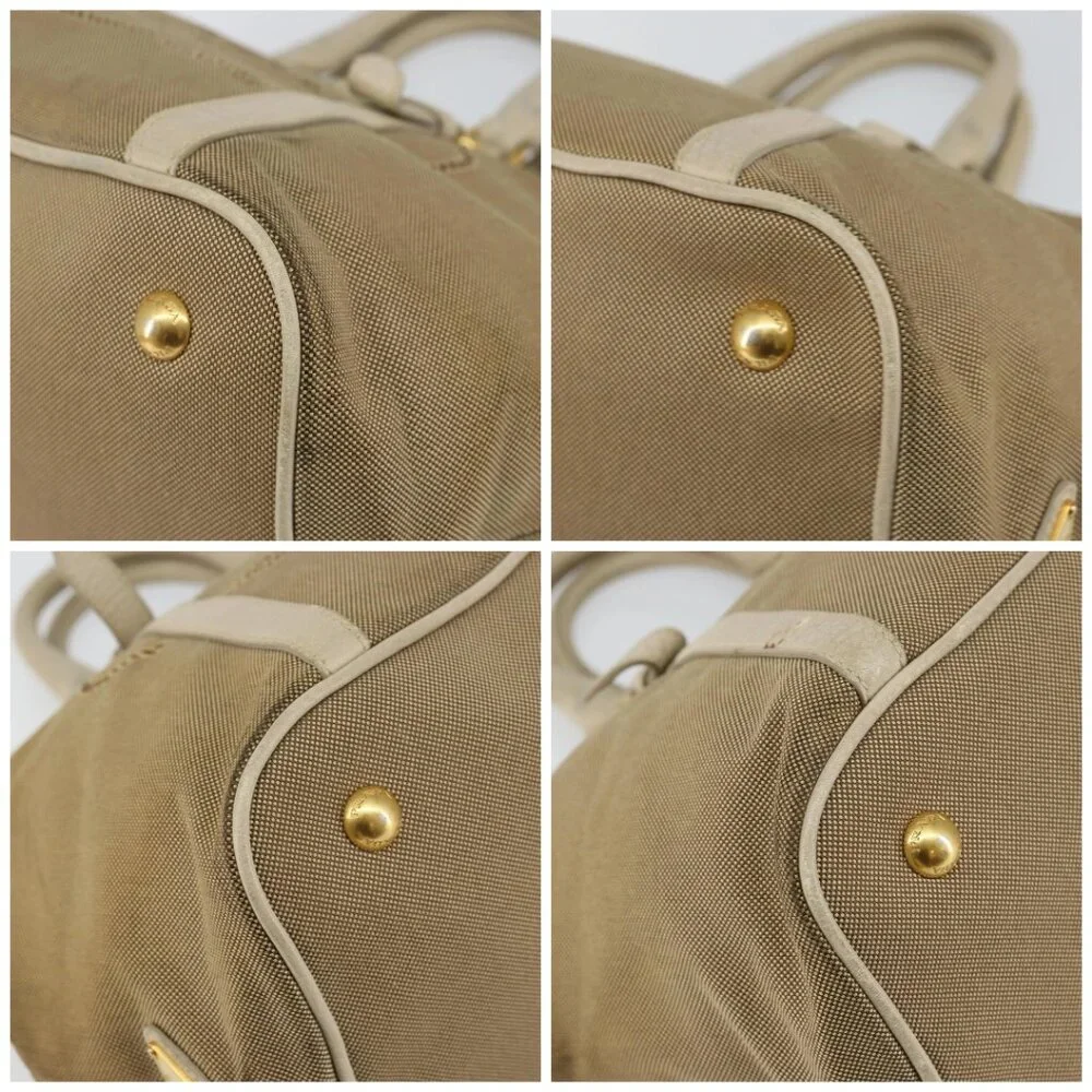 PRADA Hand Bag Canvas Beige Gold Auth - Picture 15 of 15